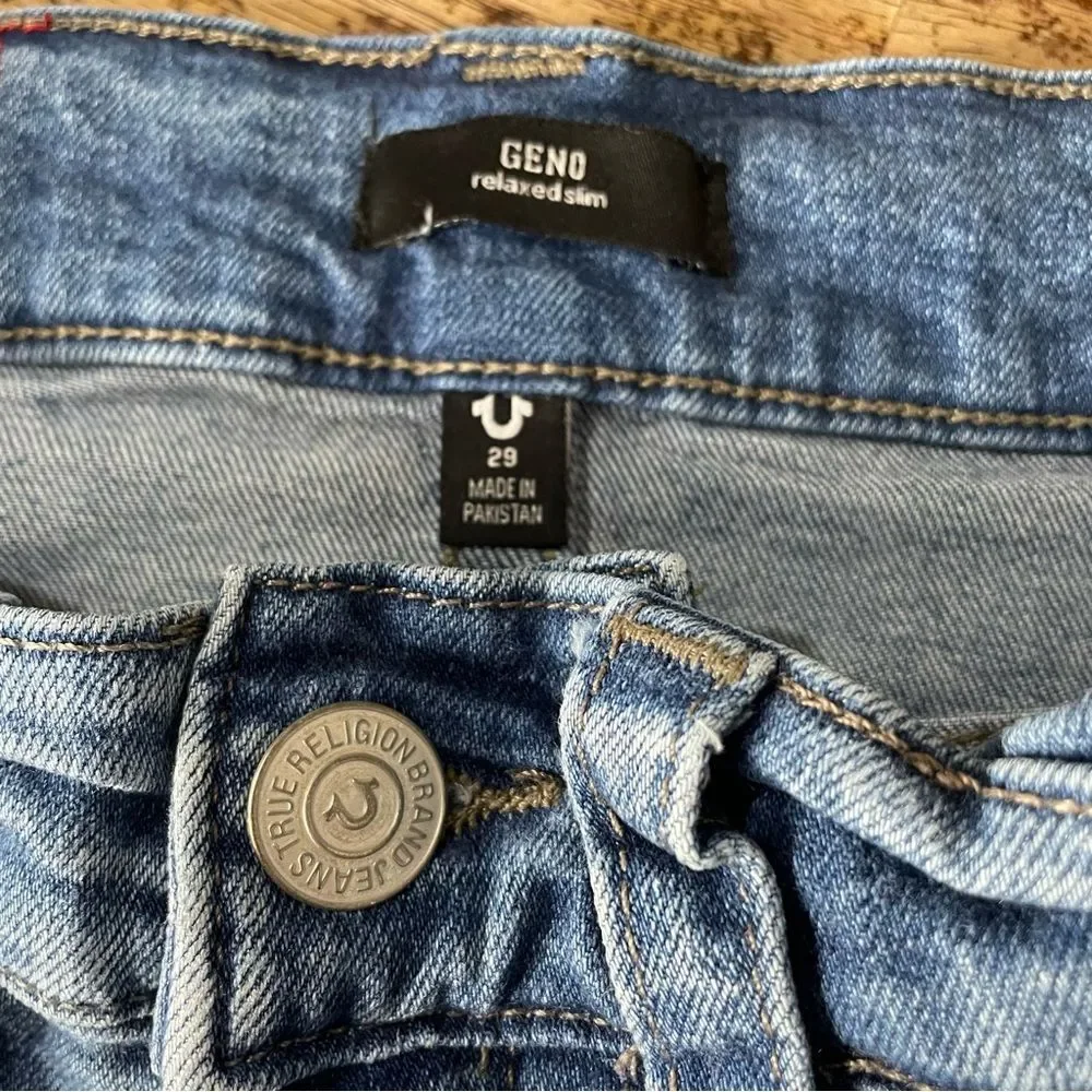 Men’s True Religion Jeans Sz 29X33 Geno Relaxed‎ Slim Flap